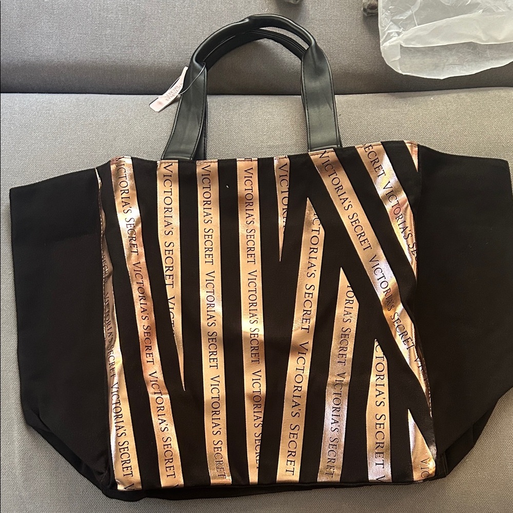 Victoria's Secret Black and Rose Gold Tote